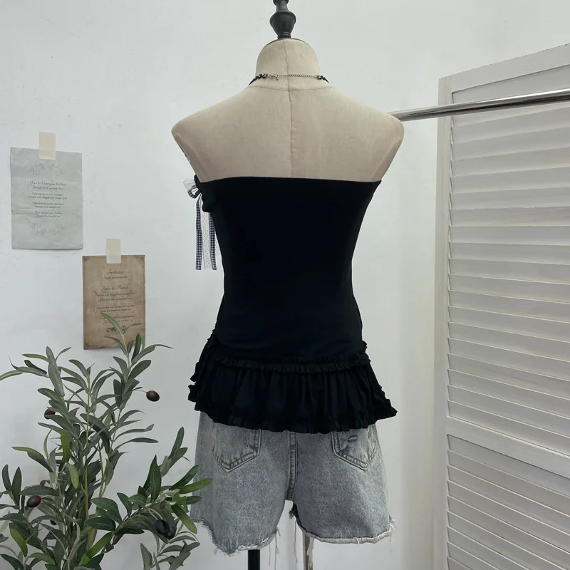 Nigikala Nigikala Kitten Print Bow Sweetheart Hottie With Chest Pads With Chest Bra Vest Wooden Ear Top 1270