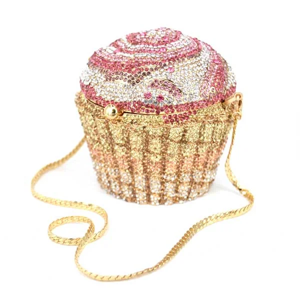 Designer Brand Luxury Crystal Evening Bag Fashion Cupcake Diamond Clutch Soiree Purse Women Wedding Bride Cake Handbags  SC515