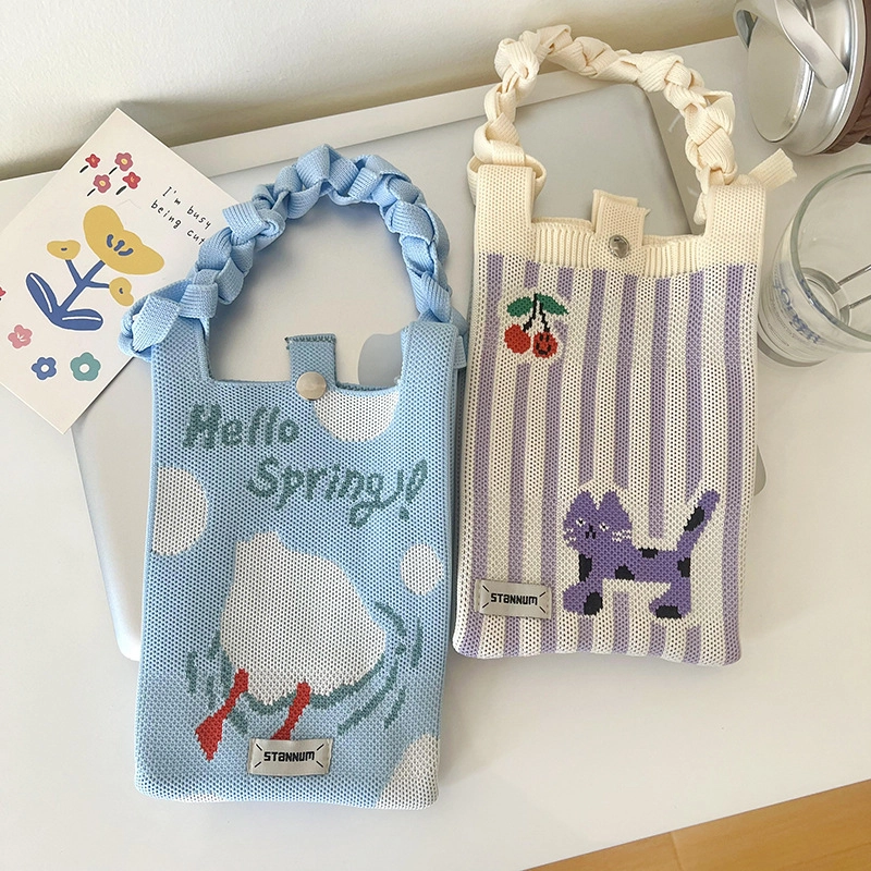 Women’s Polyester Printing Animal Color Block Cute Square Buckle Shoulder Bag Phone Wallets