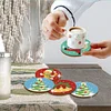 9Pcs Diamond Painting Wooden Christmas Cartoon Coasters with Holder Gift for Mom