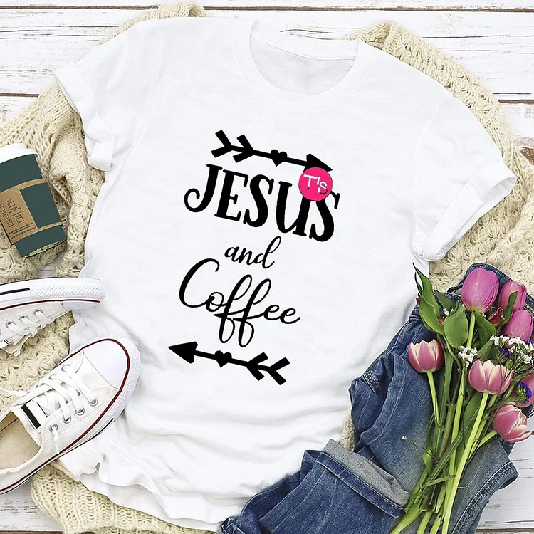 Jesus And Coffee   T-Shirt Tee-03609-Annaletters