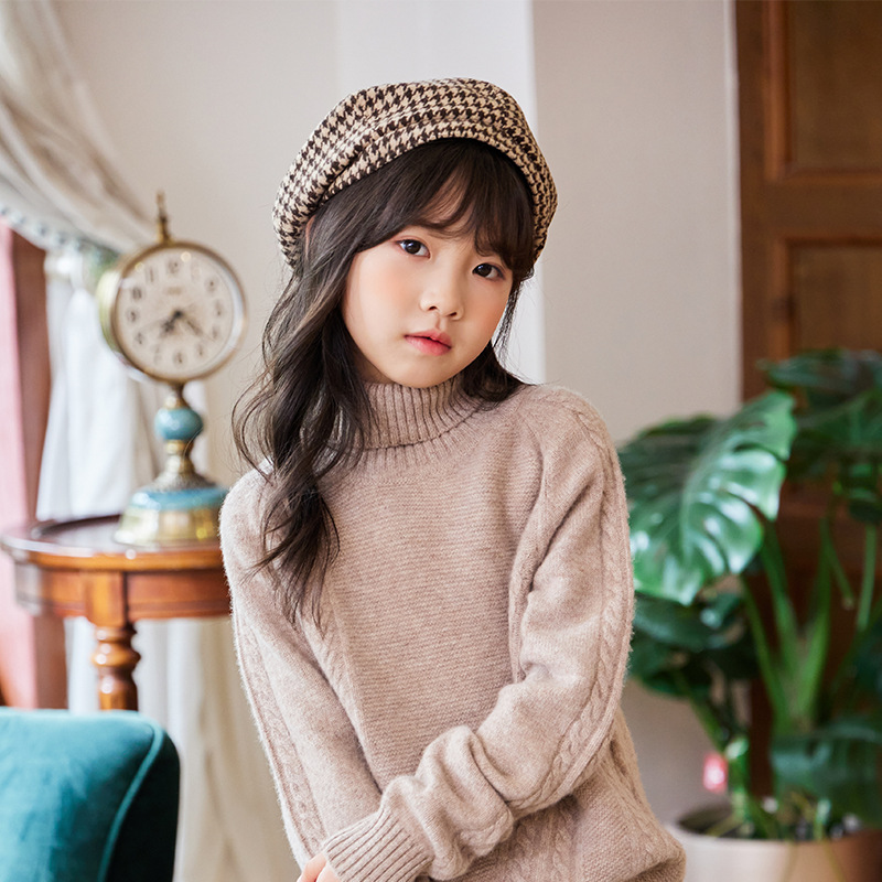 Irregular Cable Knit Pattern Kid's Wool Sweater REAL SILK LIFE