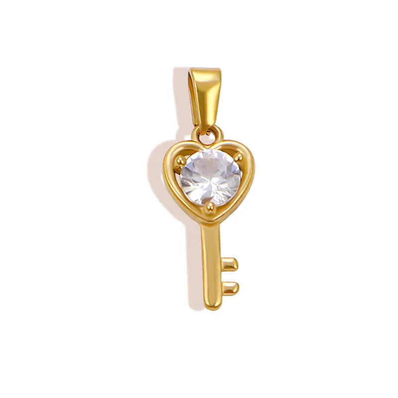 1 Piece 13.3*20.7mm 304 Stainless Steel Zircon 24K Gold Plated Star Heart Shape Butterfly Polished Pendant Jewelry Accessories