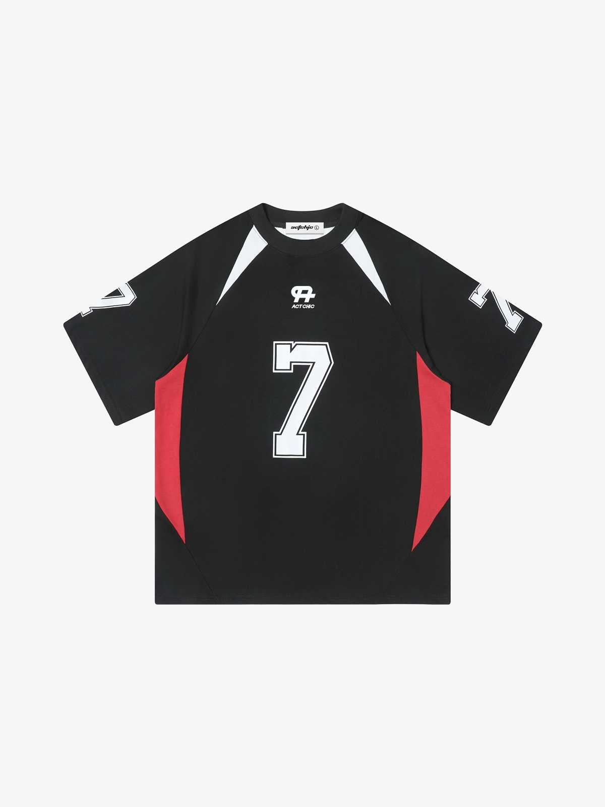 Black Act Chic Color Block Patchwork Jersey Tee Front