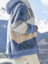 Women's Winter Warm Coat Contrasting Lamb Wool Padded Coat