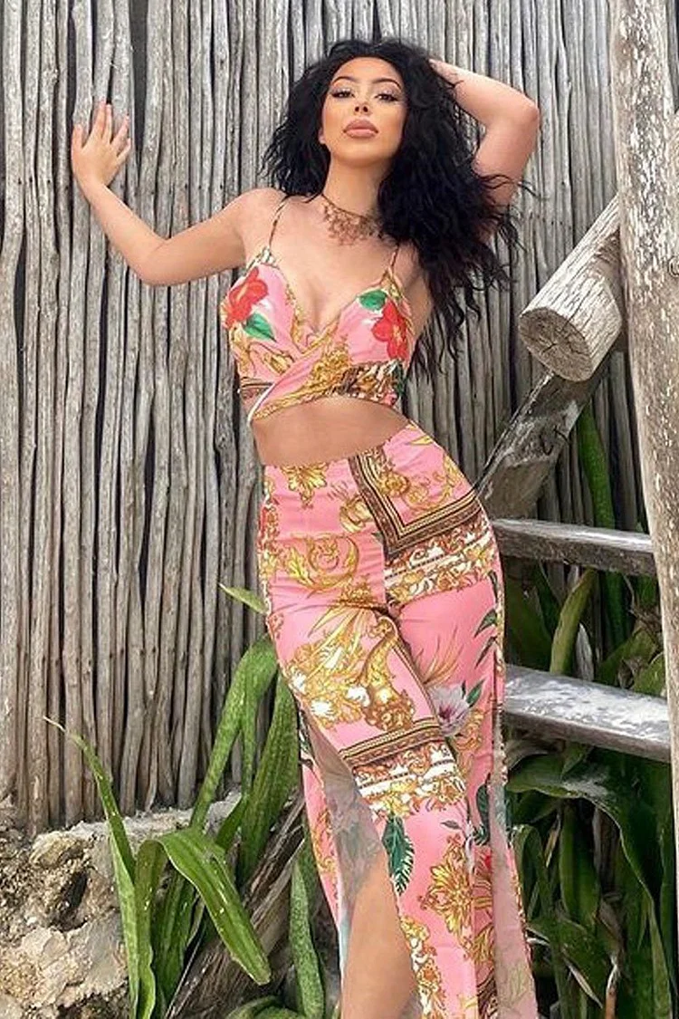 Pink Scarf Print Trouser Co-ord Set Katch Me