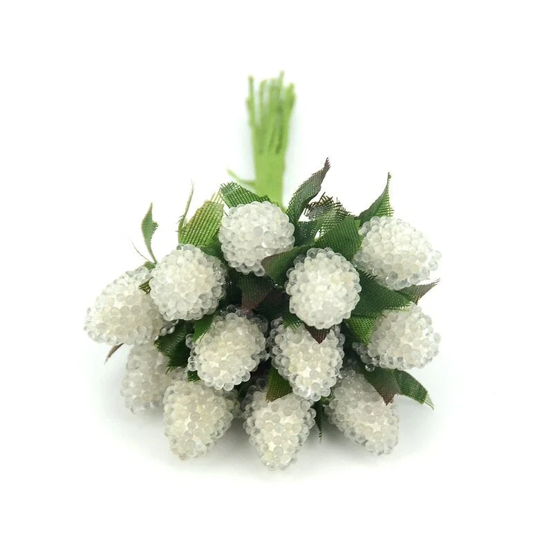 12pcs Artificial Fruit Stamen Glass Berries For Wedding Christmas Decoration Simulation Fake Strawberry DIY Scrapbooking Crafts