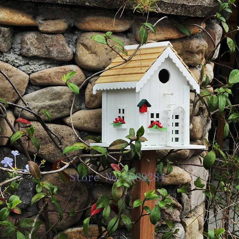 Creative Wooden Birdhouse Hanging From Tree Garden Patio Outdoor Decoration Bird's Nest Decoration Wild Bird Protection
