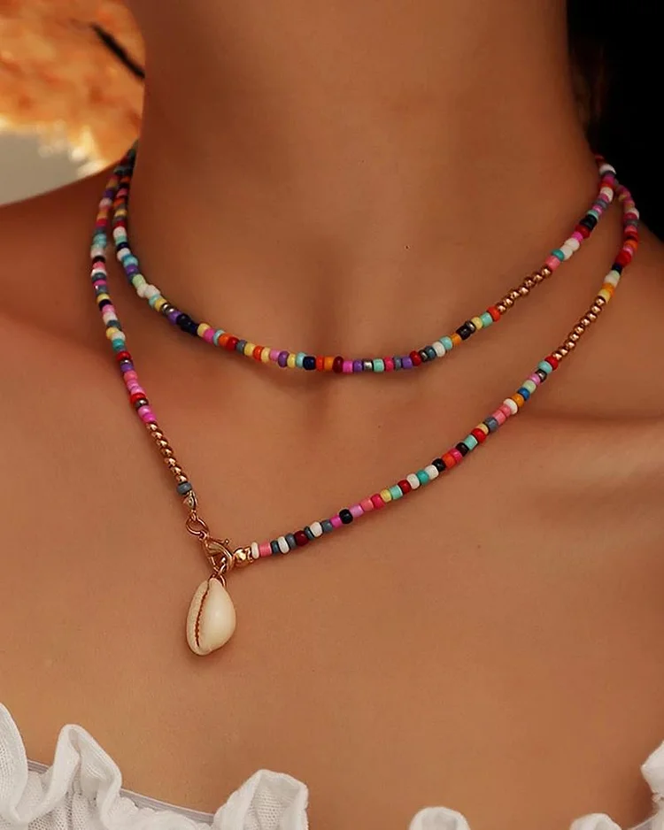 Shell Pendant Colorful Beaded Necklaces P2851558169