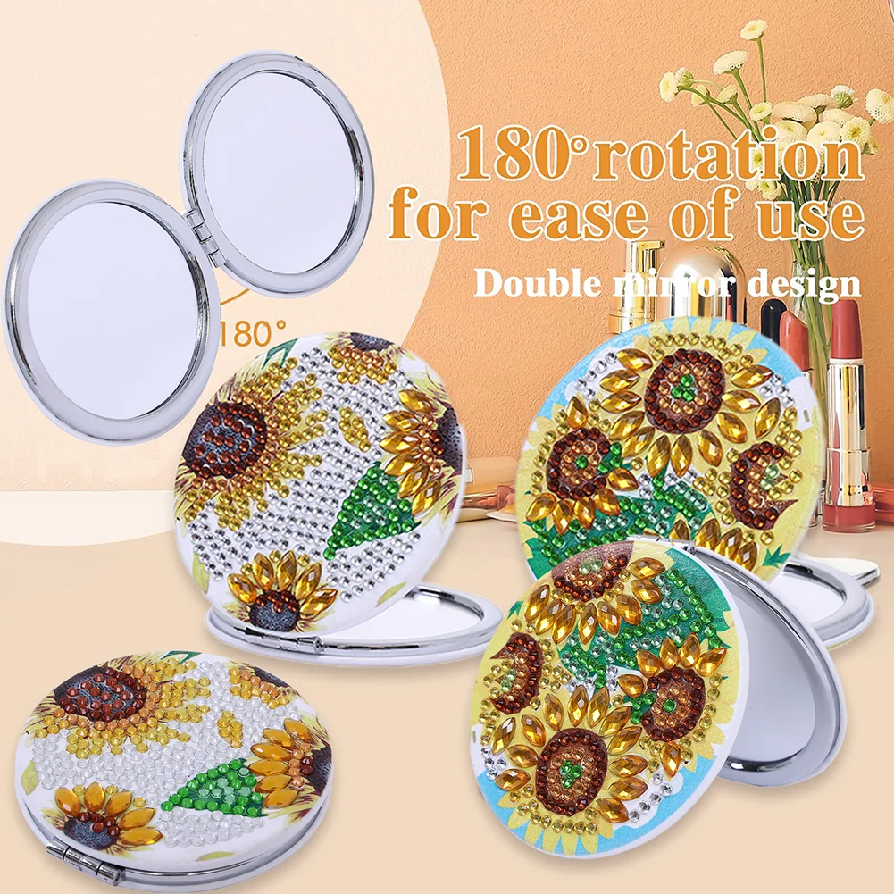 DIY Diamond Painting Makeup Mirror Paint by Number Kits Sunflower