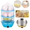 110V/220V Electric Egg Boiler 3-Layer Automatic Corn Steamer Rapid Heat Poacher