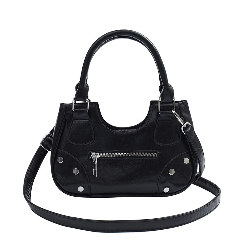 Women’s Small Pu Leather Solid Color Streetwear Square Zipper Underarm Bag
