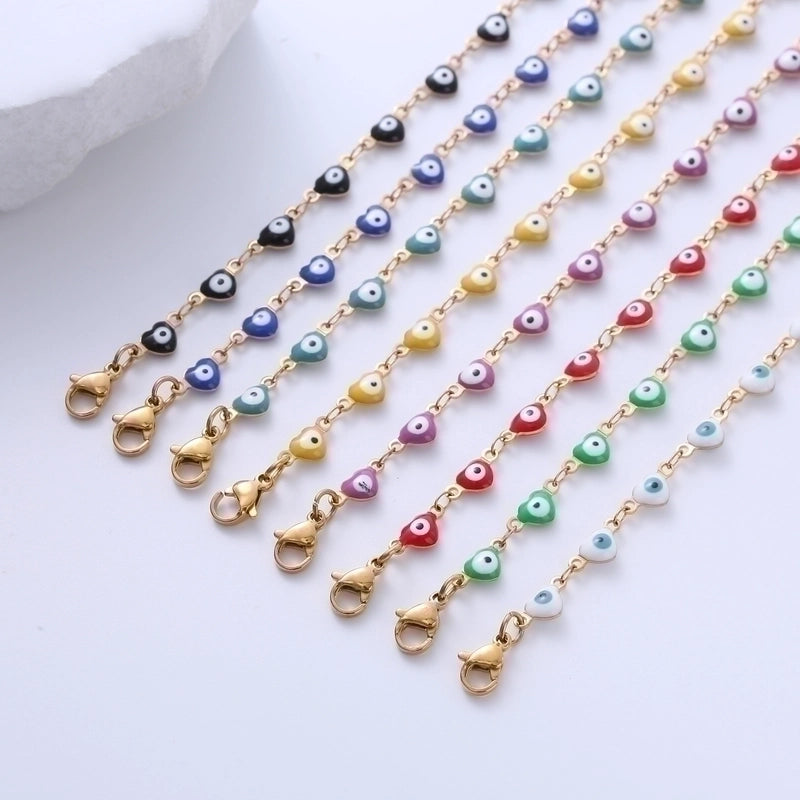 Classic Style Devil’S Eye Heart Shape 304 Stainless Steel 18K Gold Plated No Inlaid Stainless Steel Bracelets In Bulk