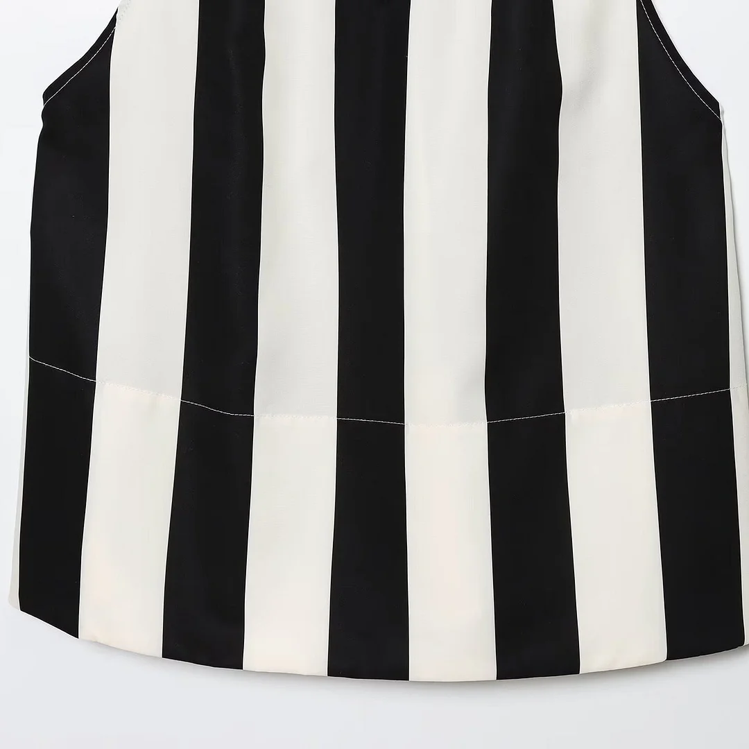 Nigikala Nigikala French Vintage V-Neck Sling Slings Women's Summer New Lazy Sleeveless Striped T-Shirt