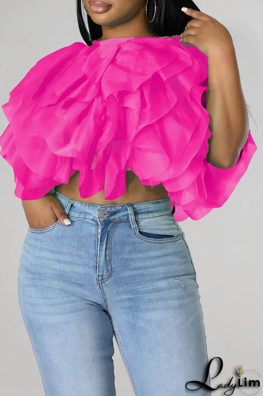 Green Fashion Sweet Solid Patchwork Asymmetrical O Neck Tops