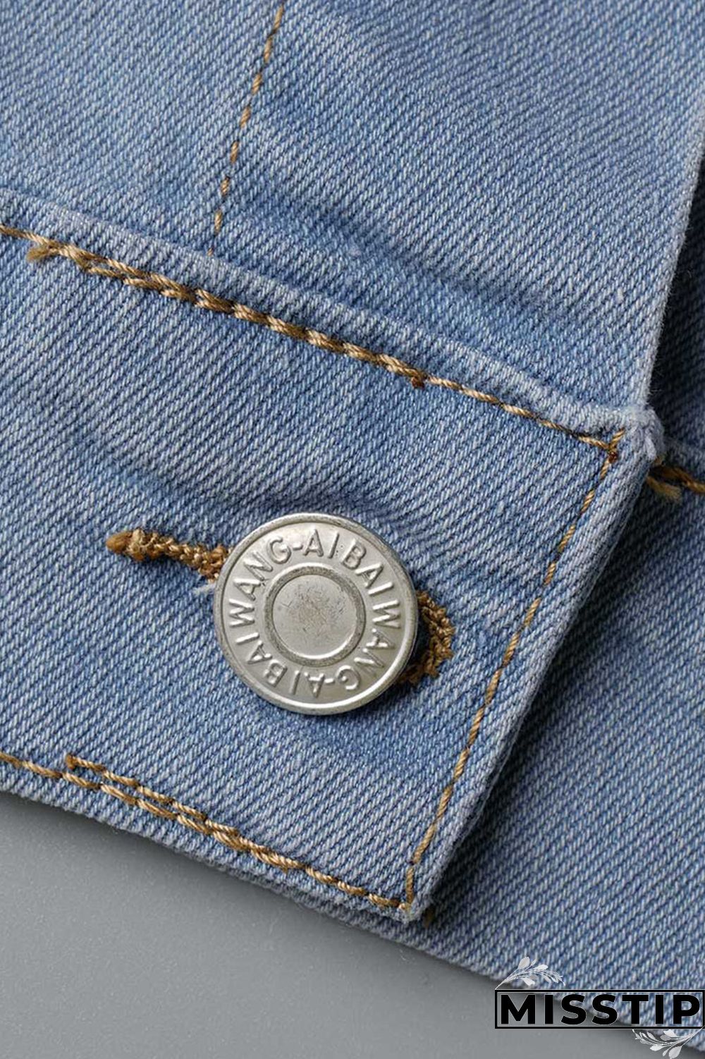 Blue Fashion Casual Letter Print Patchwork Beading Turndown Collar Half Sleeve Regular Denim Jacket