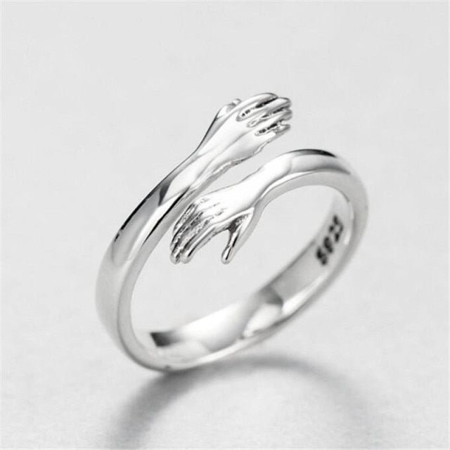 YOY-Creative Love Hug Silver Color  Lady Open Ring