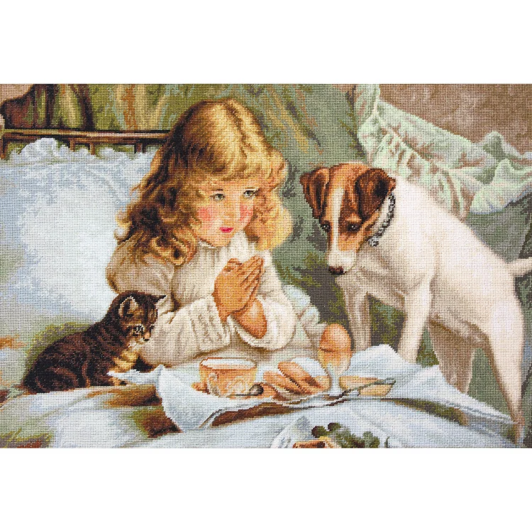 【DIY Brand】Dog And Little Girl 11CT Stamped Cross Stitch 40*50CM