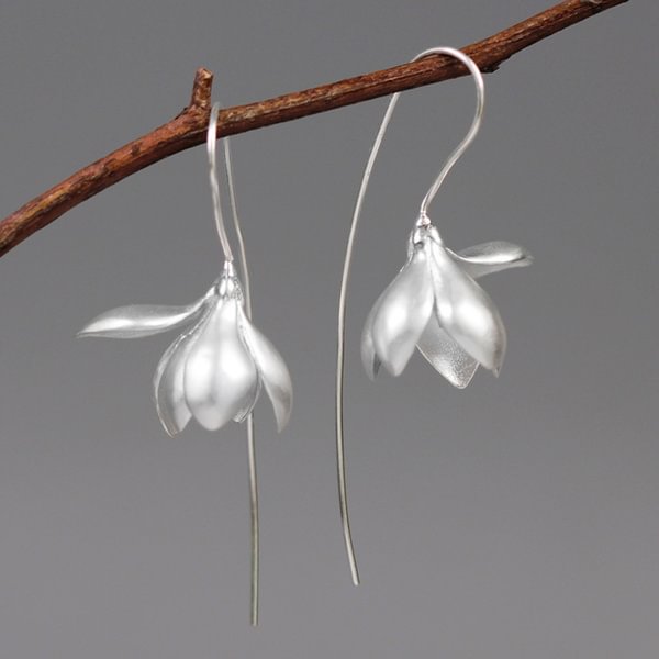 Ladies Earrings Magnolia Flower S925 Sterling Silver Women's Earrings - Shop Trendy Women's Fashion | TeeYours