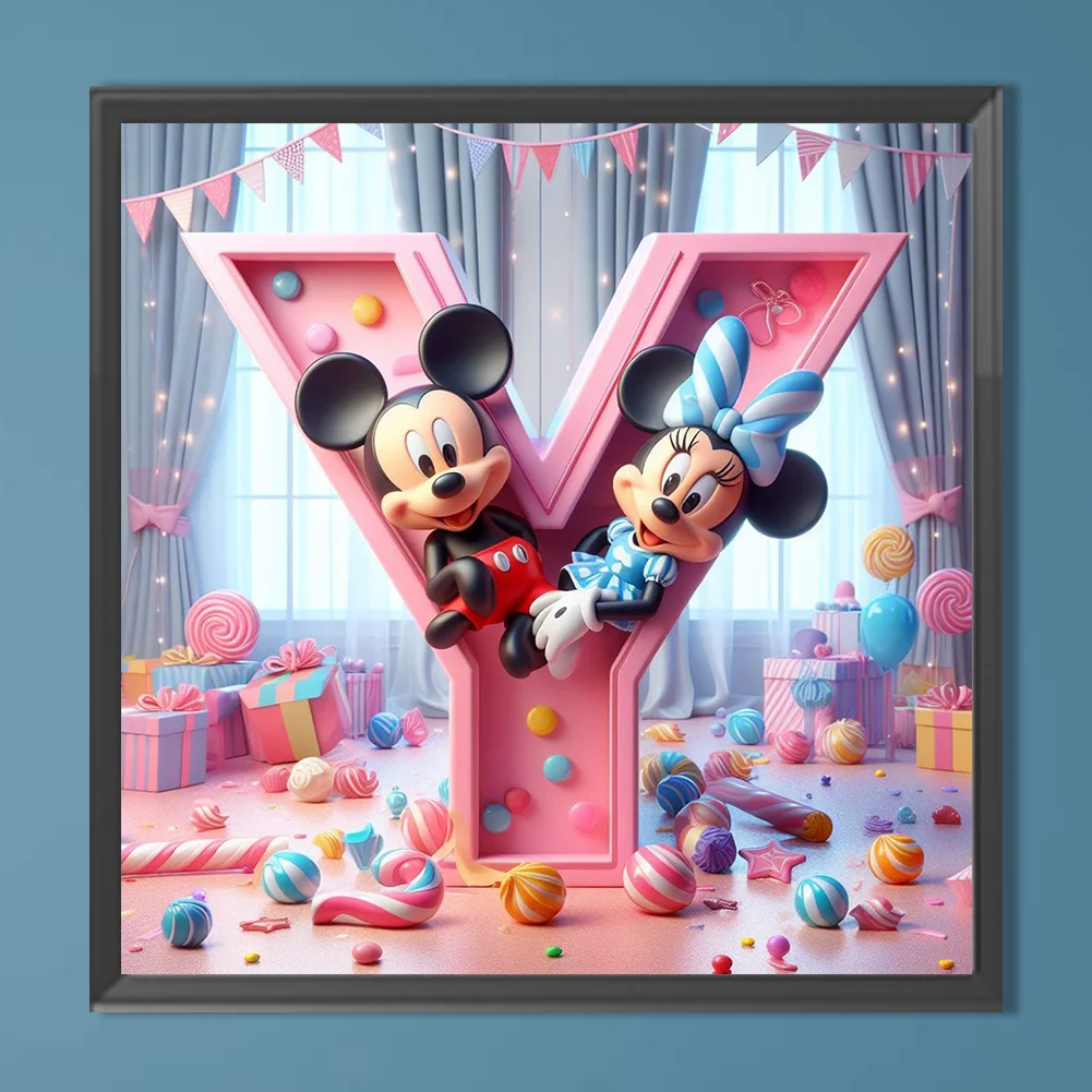 Full Round Diamond Painting 40*40cm - Mickey Minnie Alphabet