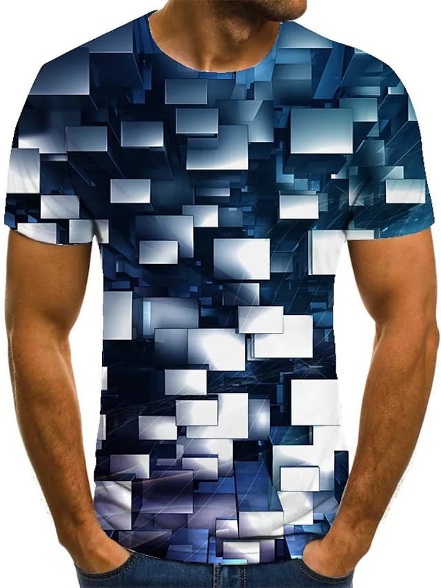 Men's T-Shirts Geometric Crew Neck Casual Everyday Short Sleeve Top