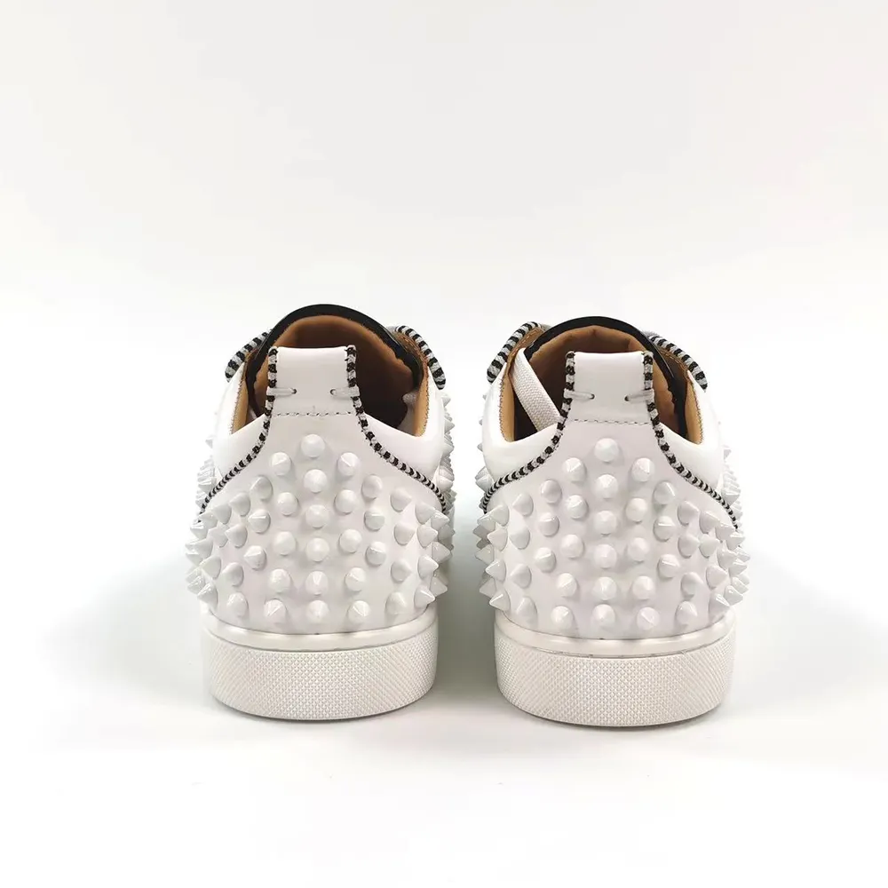 Gentleman's Prom Party Sneakers Shoes Red Bottom Round Toe Rivets Shoes-vocosishoes