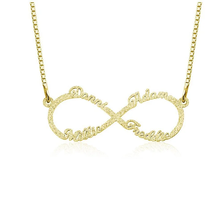 Collier En Argent 925 Forever Love Infini 4 Prénoms Pour Elle