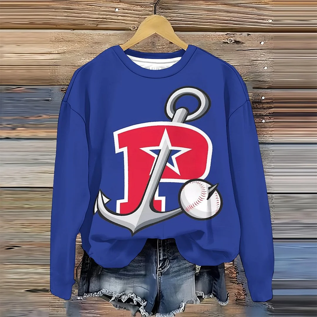 Round-neck Sweatshirt Long Sleeve Casual T-shirt for Women and Men  , Blue, Red