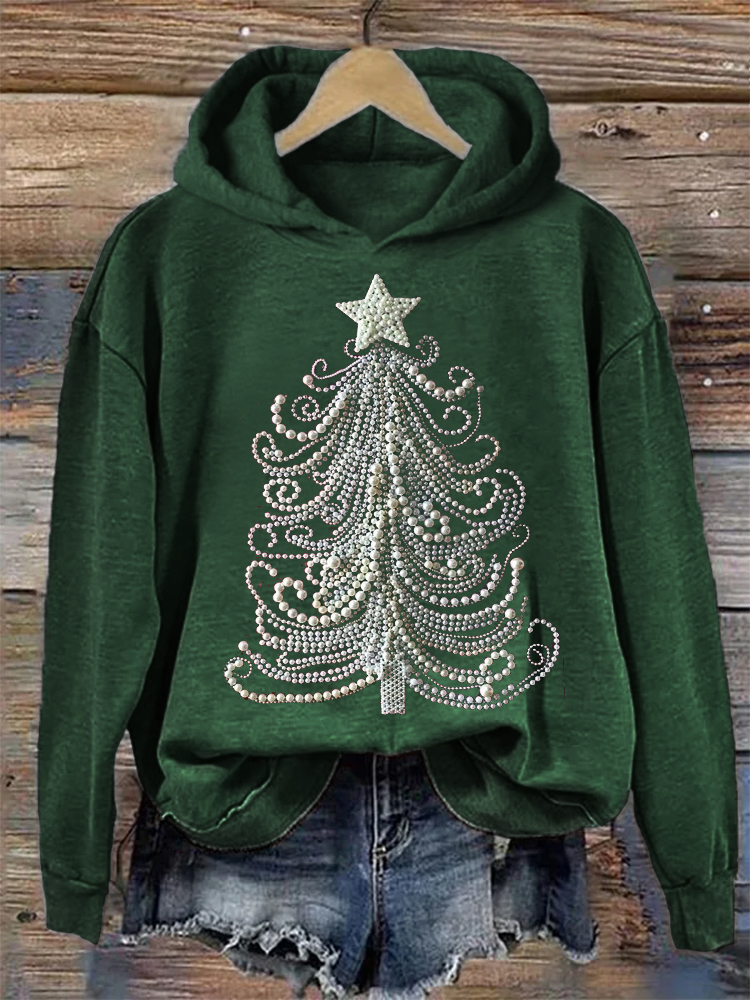 Classy Christmas Tree Pearl Art Cozy Hoodie wearshes