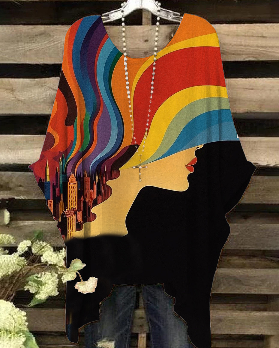 Gorgeous Modern Illustration Print Casual Blouses