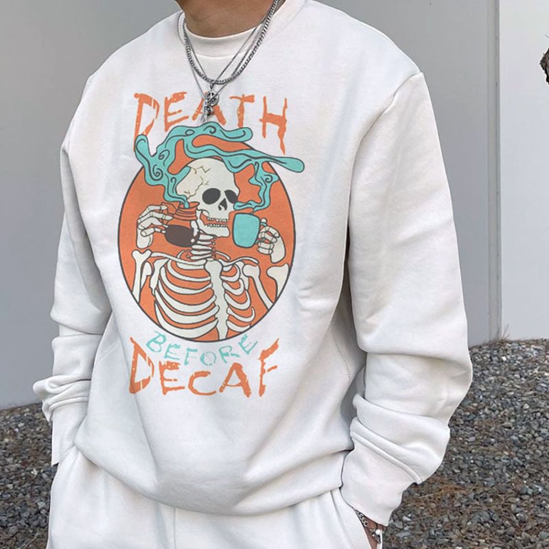 Retro Men's Halloween Death Skull Crew Neck Sweatshirt