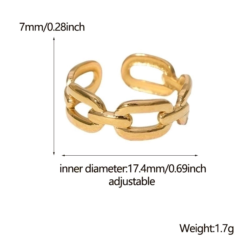 Fashion Solid Color Stainless Steel Chain Open Ring 1 Piece