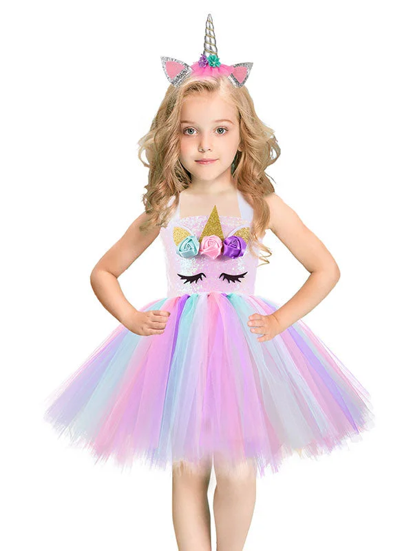Kids Unicorn Halloween Costume Tutu Dress-elleschic
