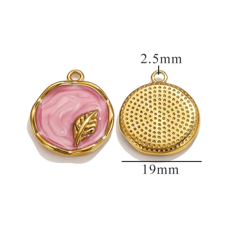 1 Piece 18 * 23mm 19mm 20.5mm 304 Stainless Steel Leaf Rose Flower Pendant Jewelry Accessories