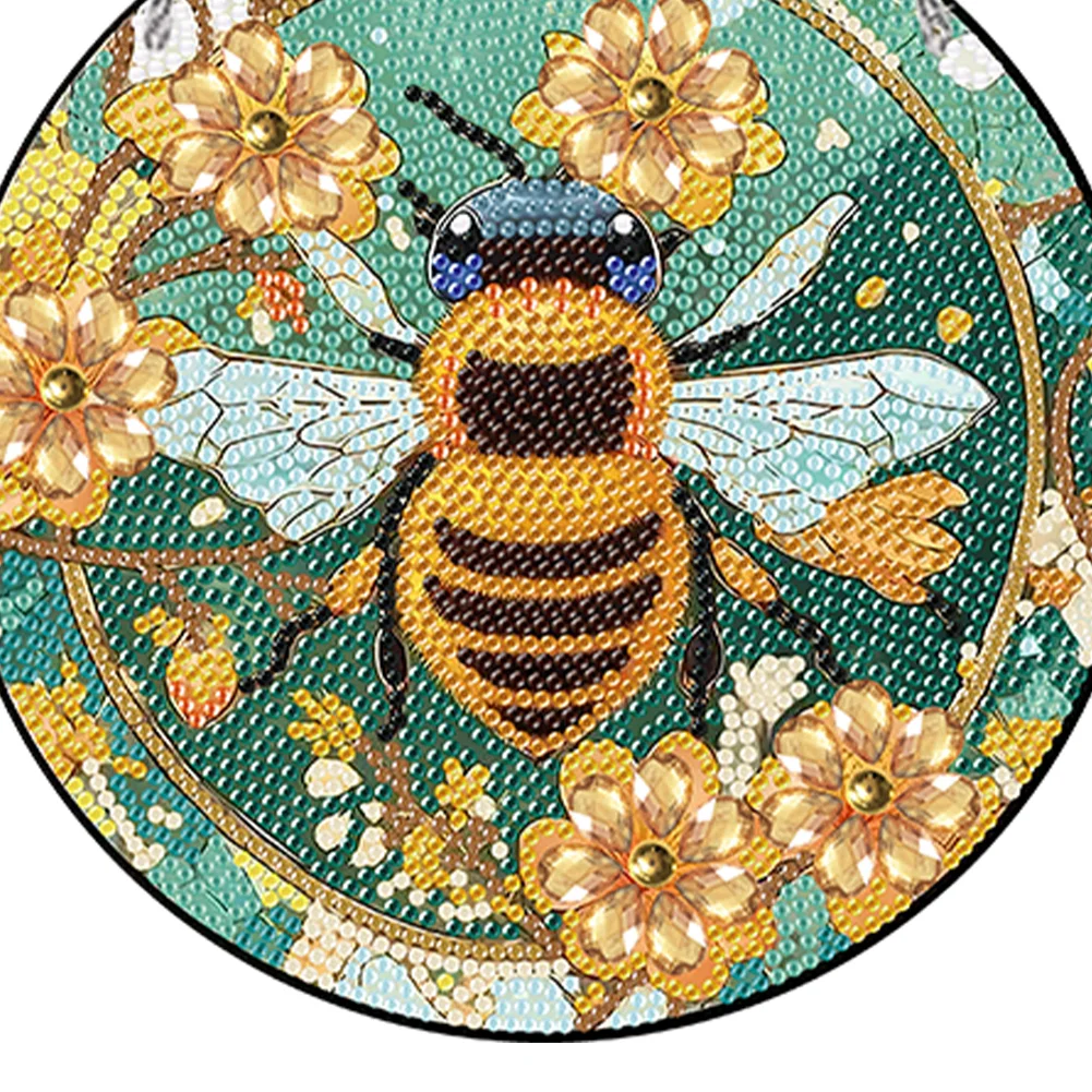 DIY Stained Glass Flower Bee Single-Sided Acrylic Wreath Angel Diamond Painting Hanging Pendant Wall Decor