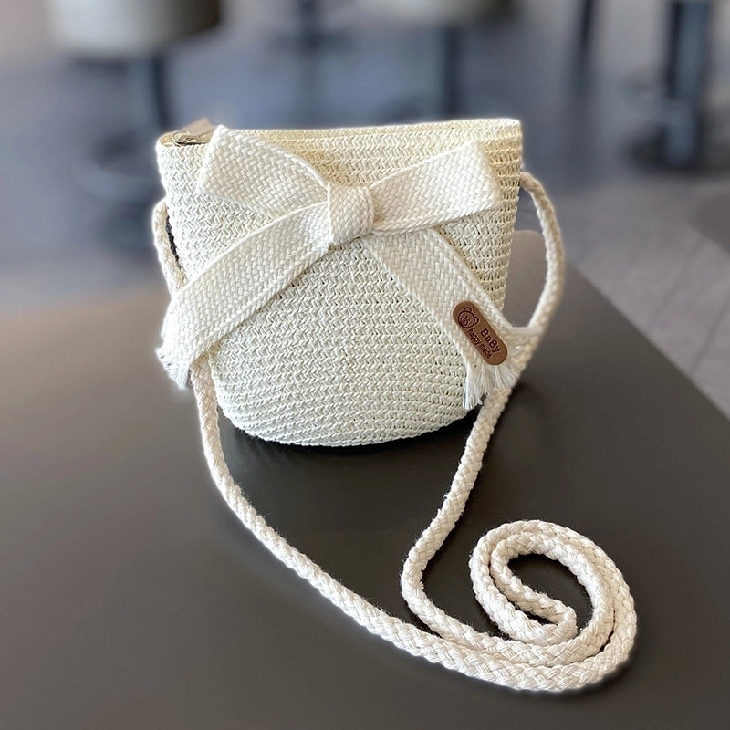 Girl’s Pastoral Minimalist Solid Color Straw Hat