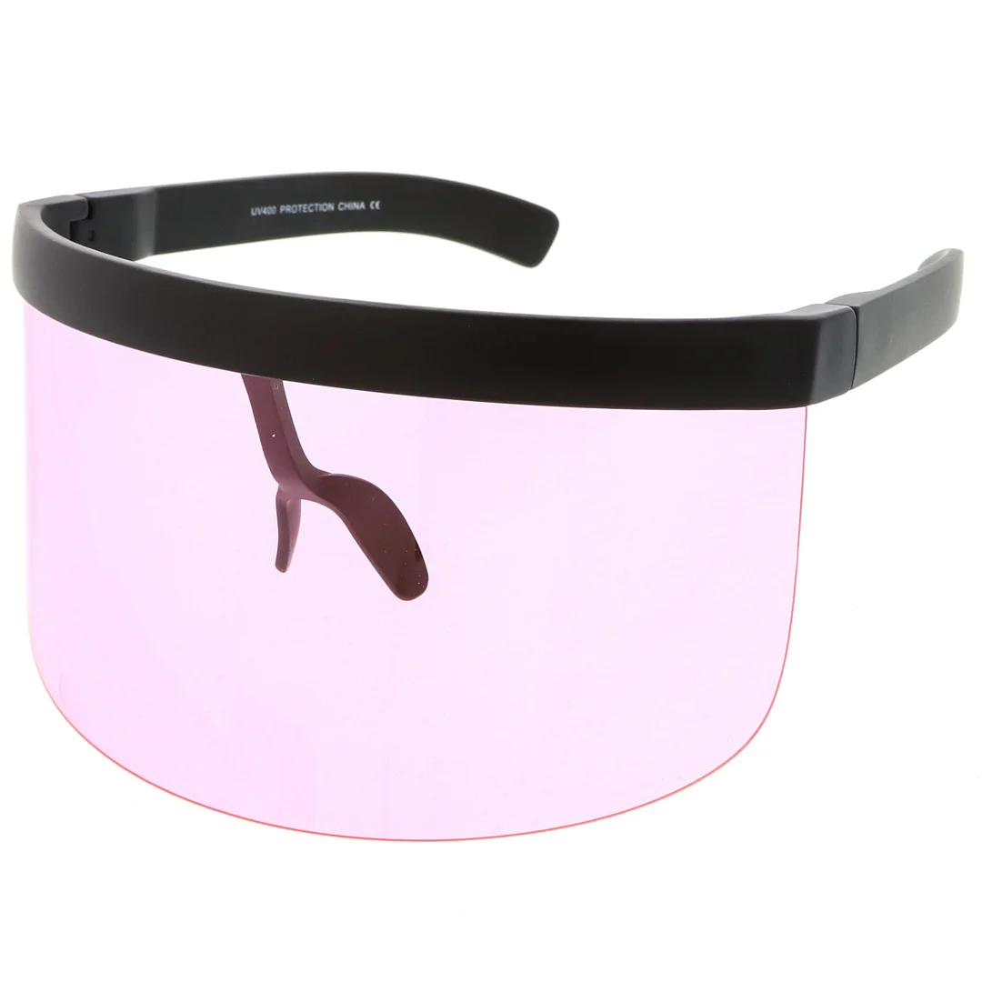 Futuristic Oversize Shield Visor glasses With Flat Top Colored Mono Lens 172mm