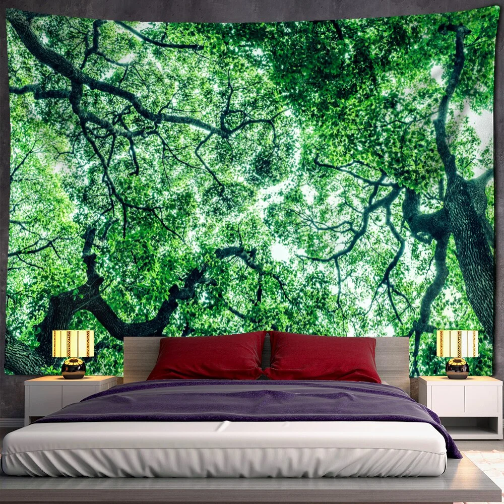 Beautiful Natural Forest Large Tapestry Wall Hanging Scenery Bohemian Mandala Art Living Room Background Home Decor