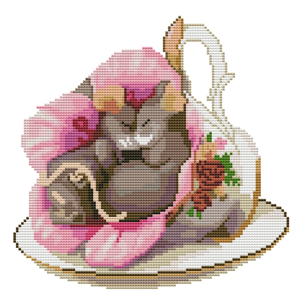 

Cup Mouse - 14CT Counted Cross Stitch - 26*26CM, 501 Original