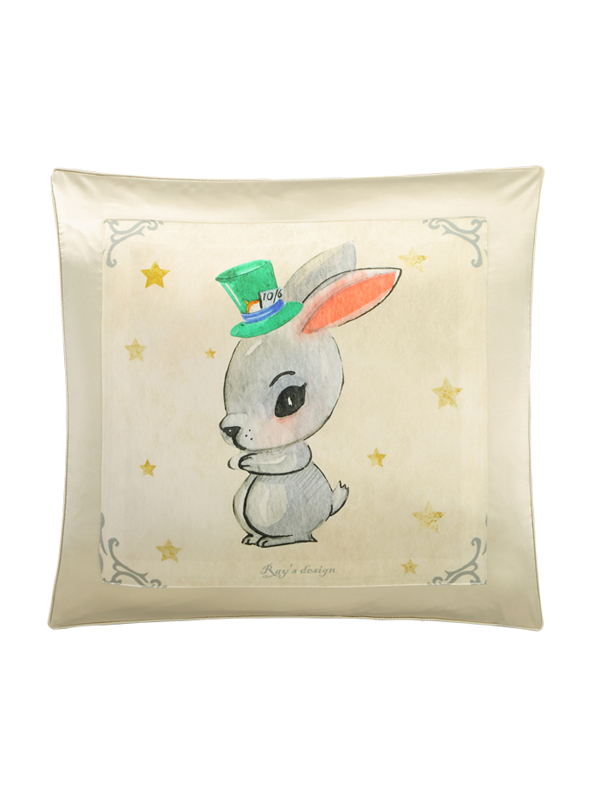 Bunny Printed Decorative Cushion Silk Pillowcase