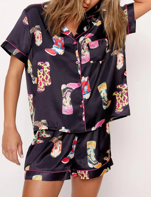Cowboy Boot Printed Pajama Set