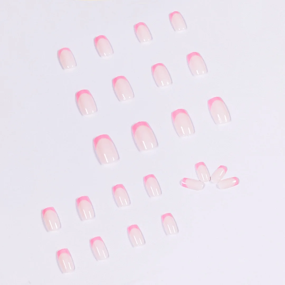 24pcs French Fake Nails Full cover Fake Nails Glue DIY Manicure Nail Art Tools-Nail Inspo