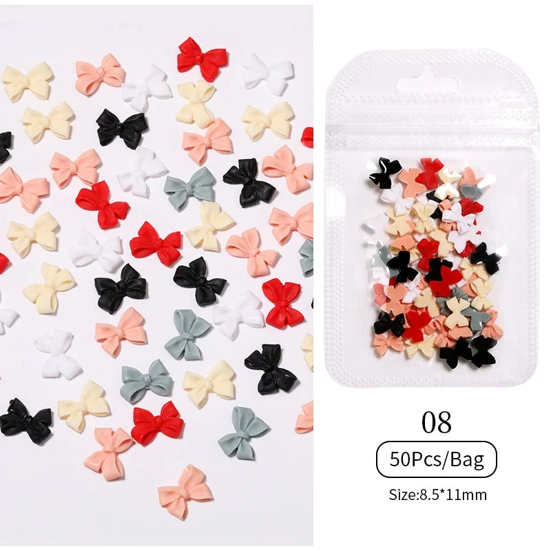 48pcs Mixed Size Aurora Little Bear Nail Art Accessories Resin Kawaii Bear Stereo FlatBack 3D Fashion Fingernail DIY Decoration-Nail Inspo