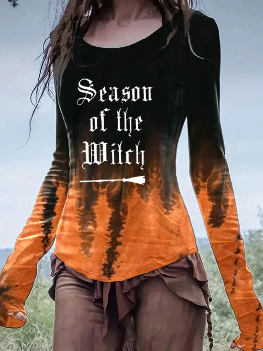 Women's Season of The Witch Halloween Tie Dye Print Tops