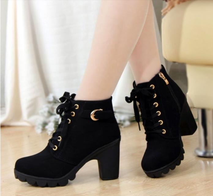 Comemore 2022 New Women Shoes Lace Up Ankle Boots Zapatos Mujer Fashion High Heels Ladies Casual Spring Pumps Platform Heel 42