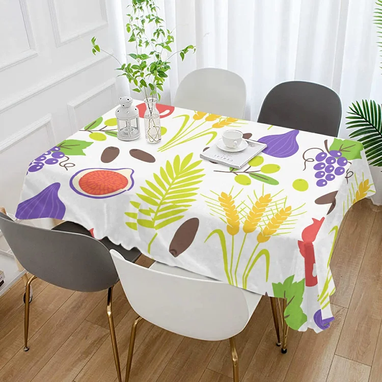 Happy Shavuot Jewish Holiday Waterproof Tablecloth Kitchen Table Decor Rectangle Table Covers for Dinning Table Banquet Decor