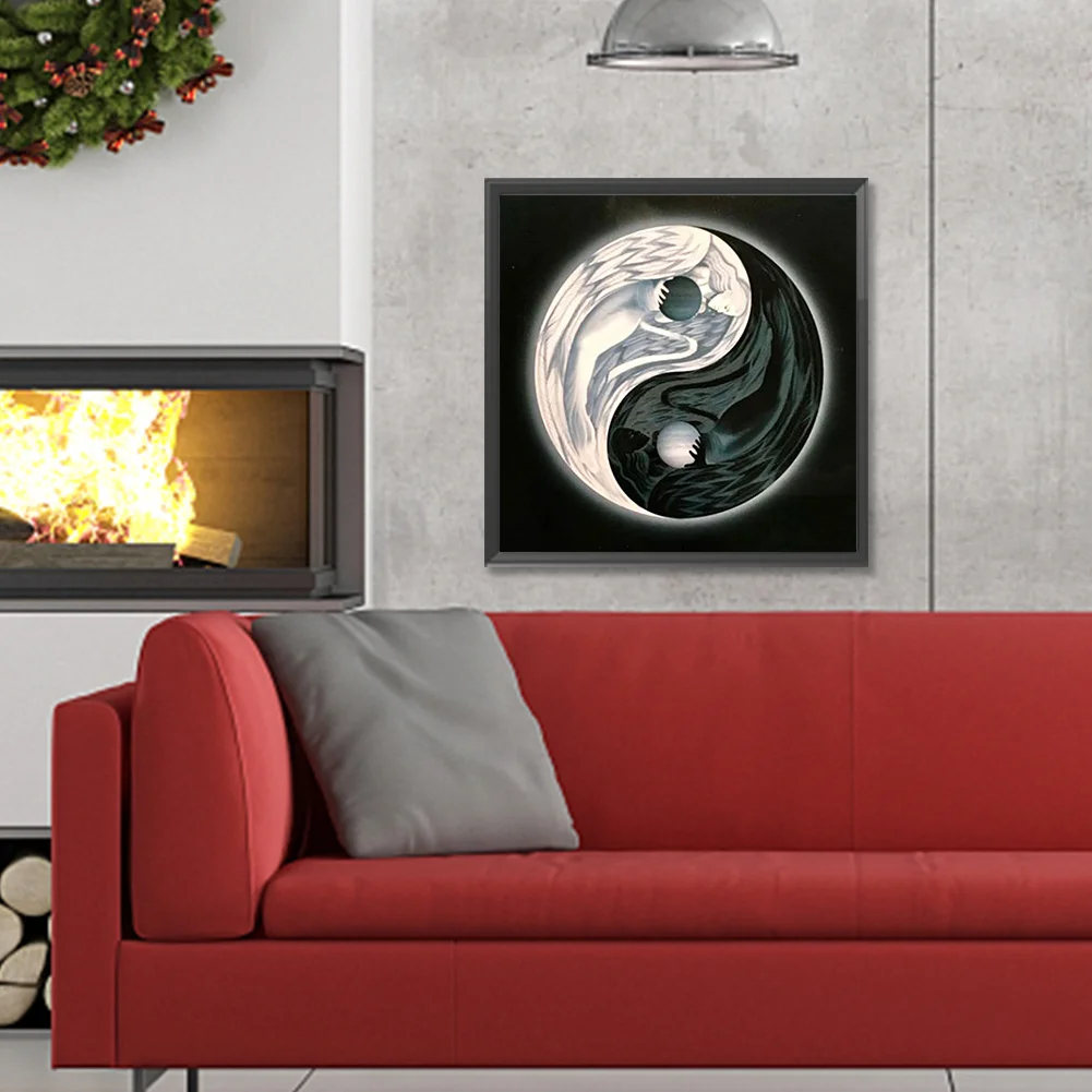 Full Round Diamond Painting 30*30cm - Yin Yang Angel