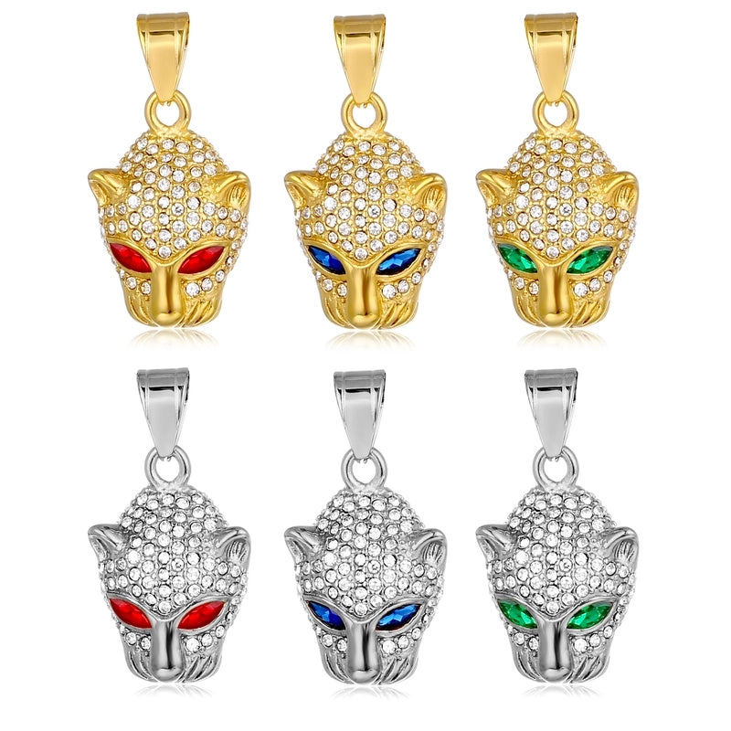 Hip-Hop Jaguar Titanium Steel Plating Rhinestones 18K Gold Plated Men’s