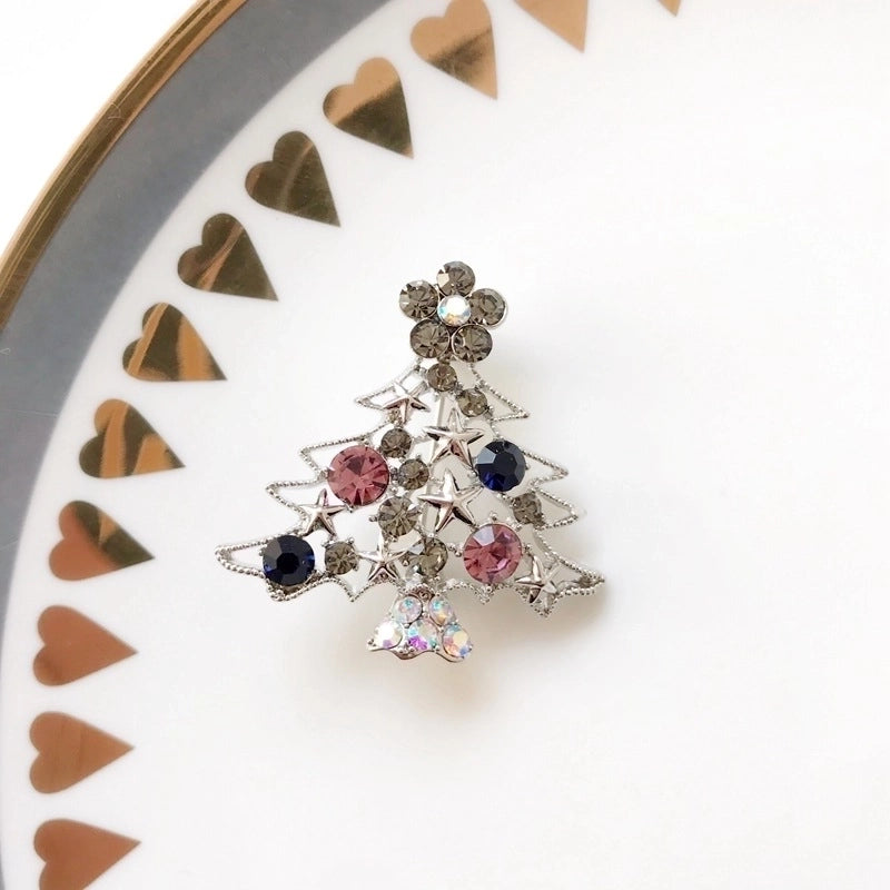 Cute Pin Christmas Tree Snowman Alloy Rhinestone Enamel Women’S Brooches