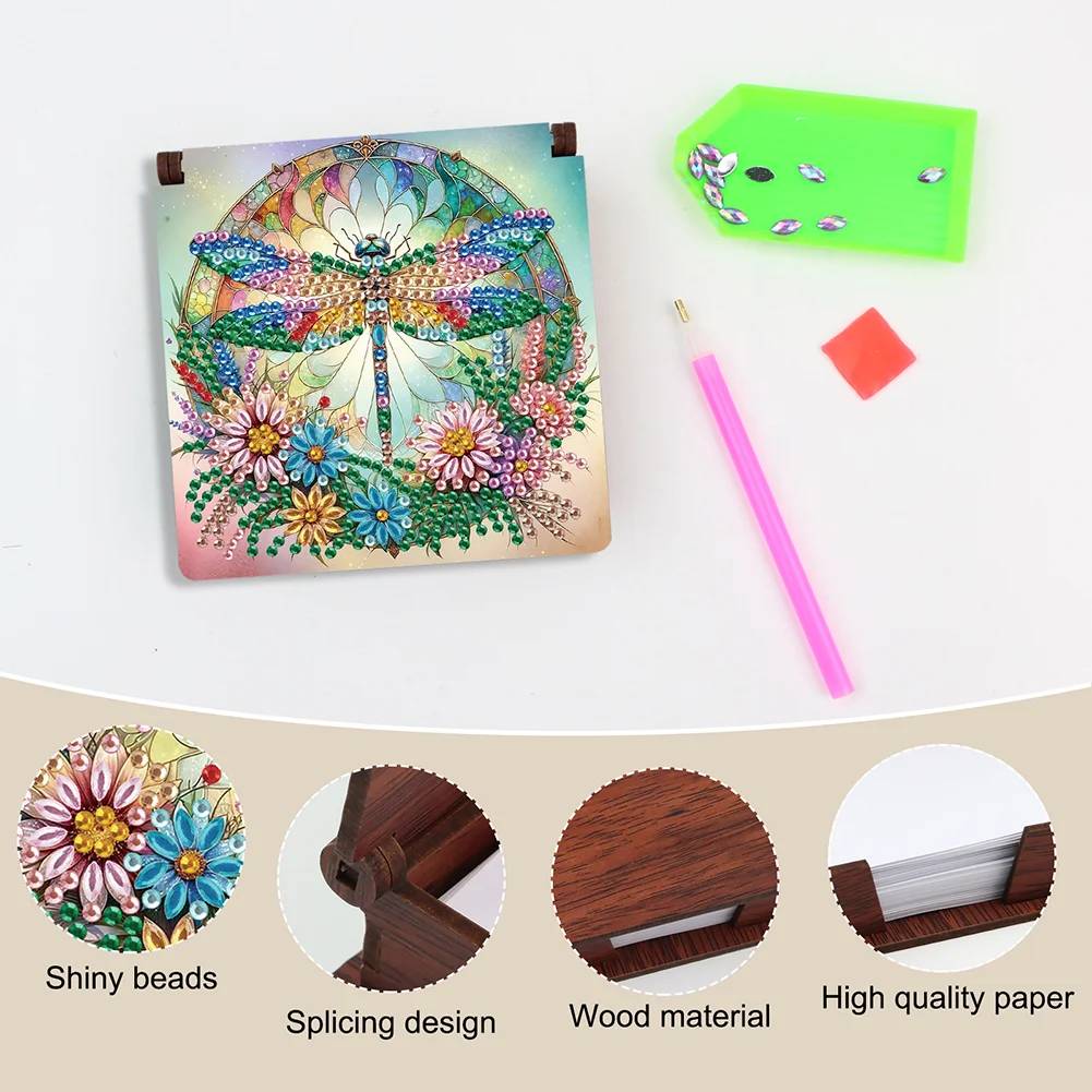 DIY Flower Dragonfly Diamond Painting Note Box Paper 160 Sheets of Paper for DIY Art Craft